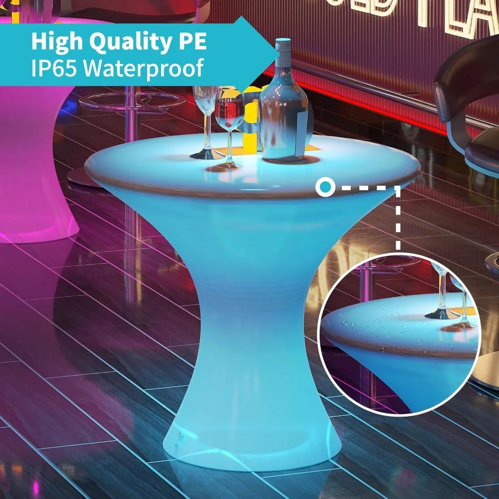 18" LED Cocktail Table with Remote, 16 RGB Colors, Waterproof Light Up Furniture for Party Bar
