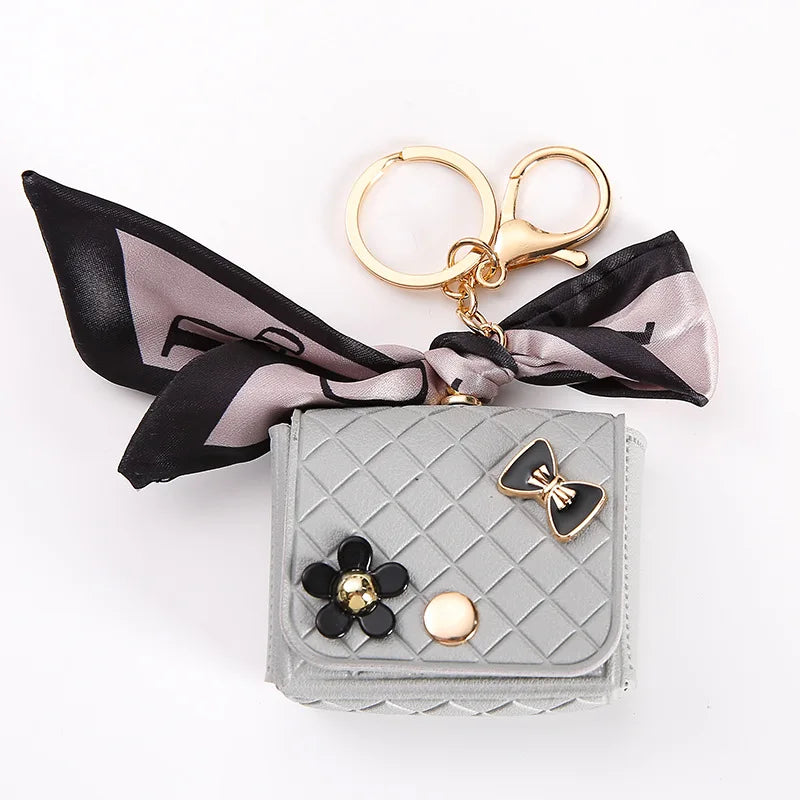 Fashion Leather Earphone Storage Bag Mini Creative Keychain Solid Color Pendant Earphone Case Bluetooth Headset Cover
