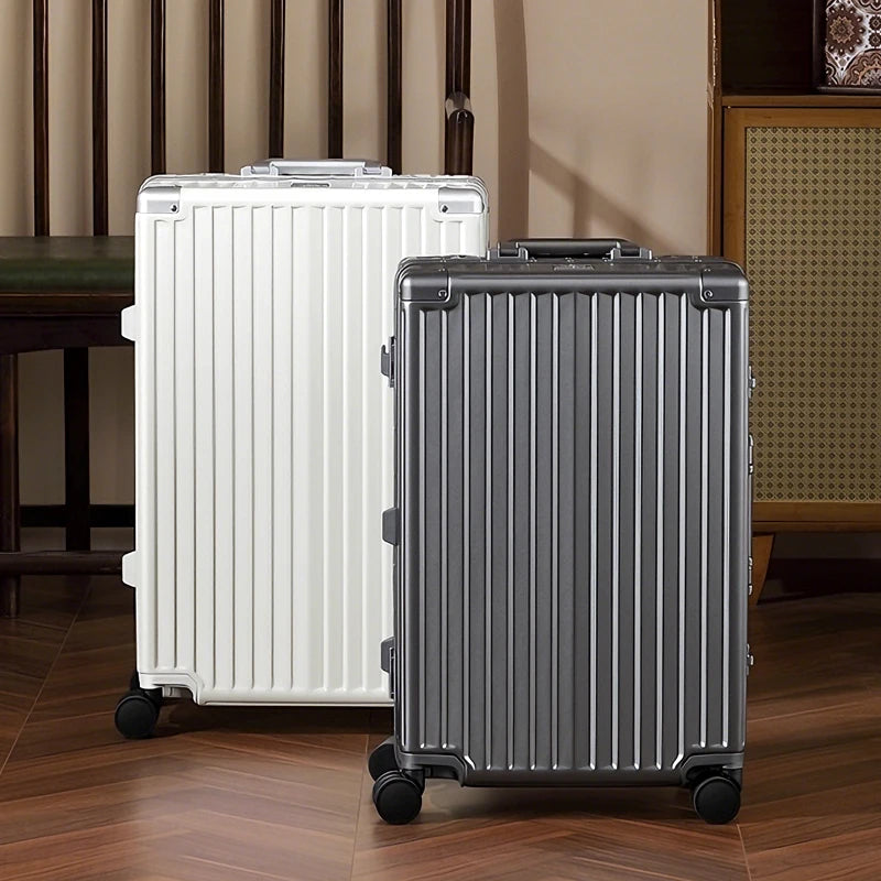 Fashionable PC aluminum frame luggage for women, 20/22/24/26/28 inches, boarding case, trolley travel bag, men's password case