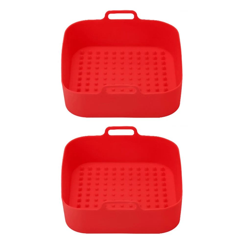 2pcs Silicone Air Fryers Basket Heat-insulation Air Fryer Tray Fried Pizza Chicken Eco-friendly Gadgets for Home Kitchen Cooking