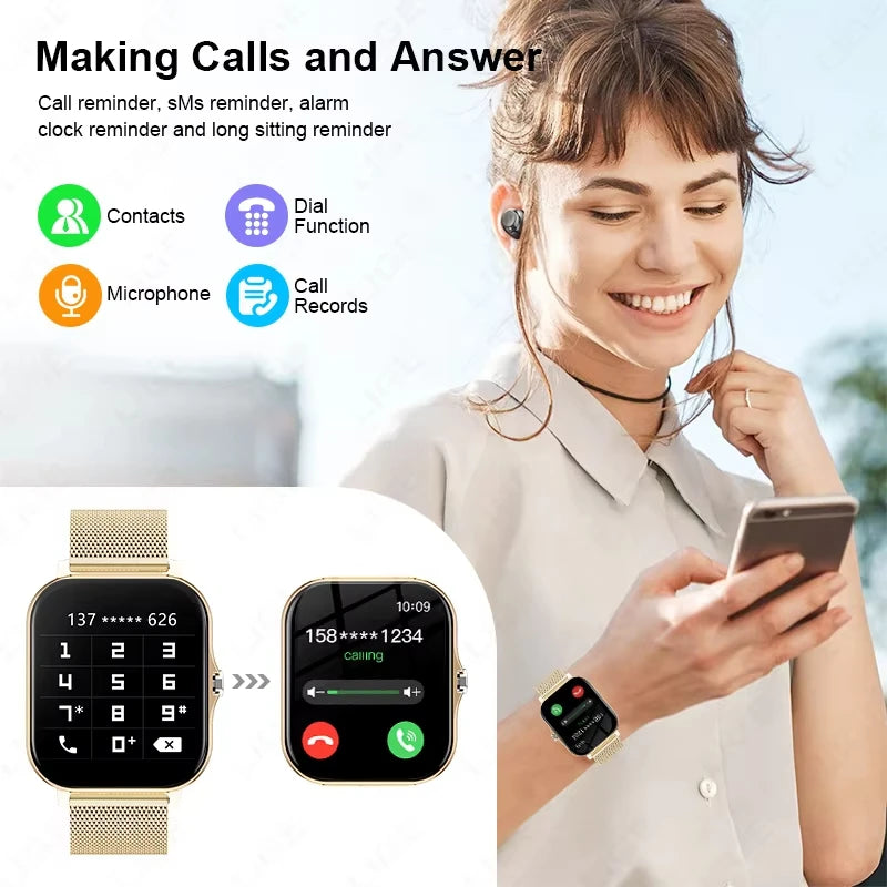 LAXASFIT Smart Watch 1.83-inch Color Display Bluetooth Calling Heart Rate Monitoring Men Women Smartwatch For Android iOS