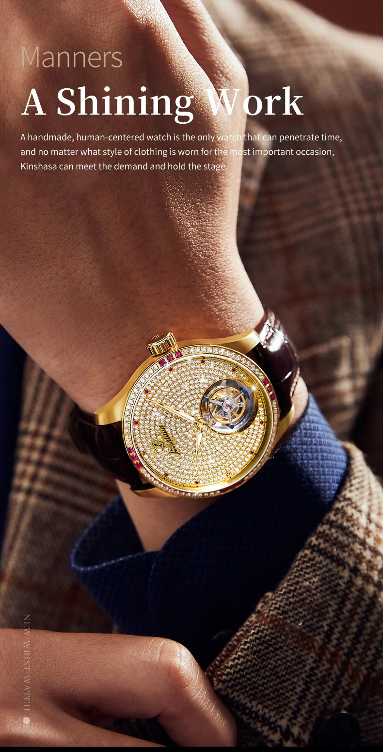 JSDUN High Quality Men Watch Tourbillon Movement Automatic Mechanical Watch Waterproof Luminous Original Luxury Male Wristwatch