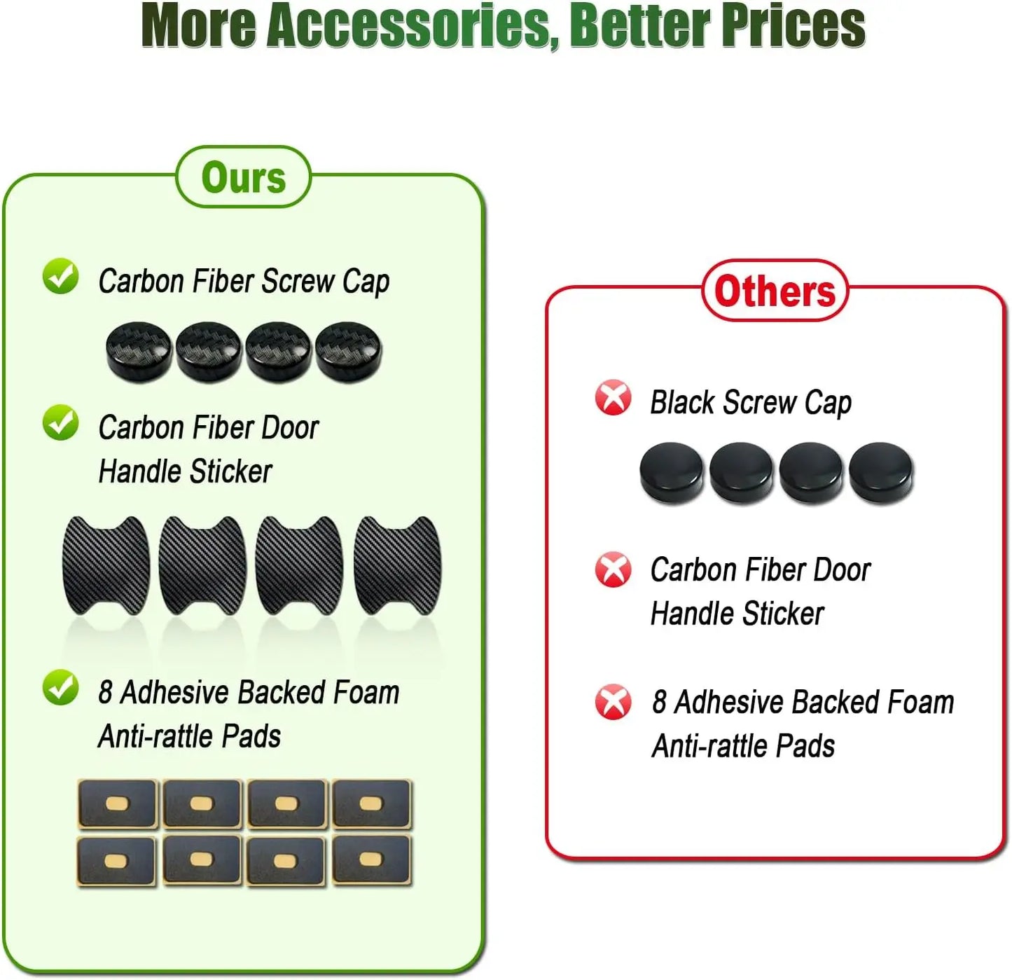 Carbon Fiber License Plate Frames - Black Pattern Plastic Front & Rear Car Tag Holder Cover 2 Pack with Mount Hardware