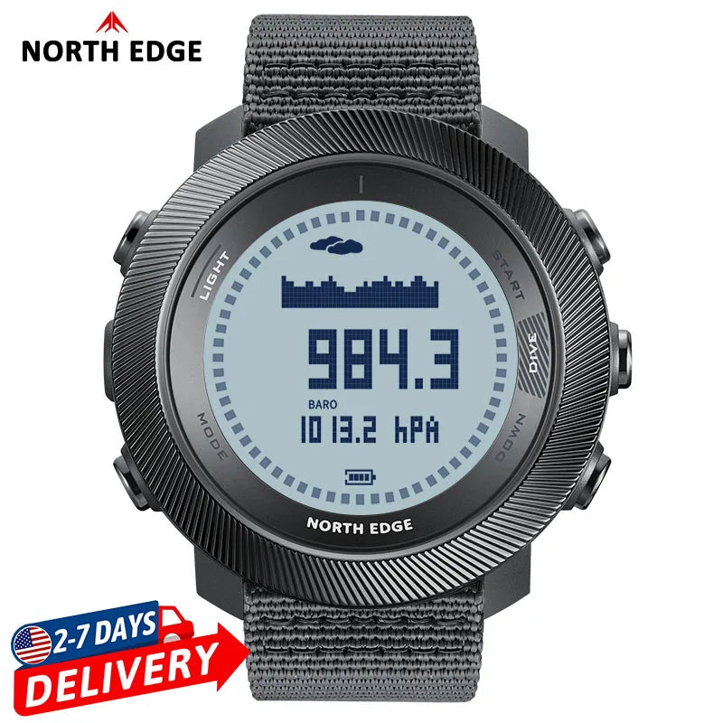 NORTH EDGE APACHE-D Men Free Dive Digital Watch Outdoor Sports Swimming Waterproof 100M Altitude Barometer Compass Wristwatches