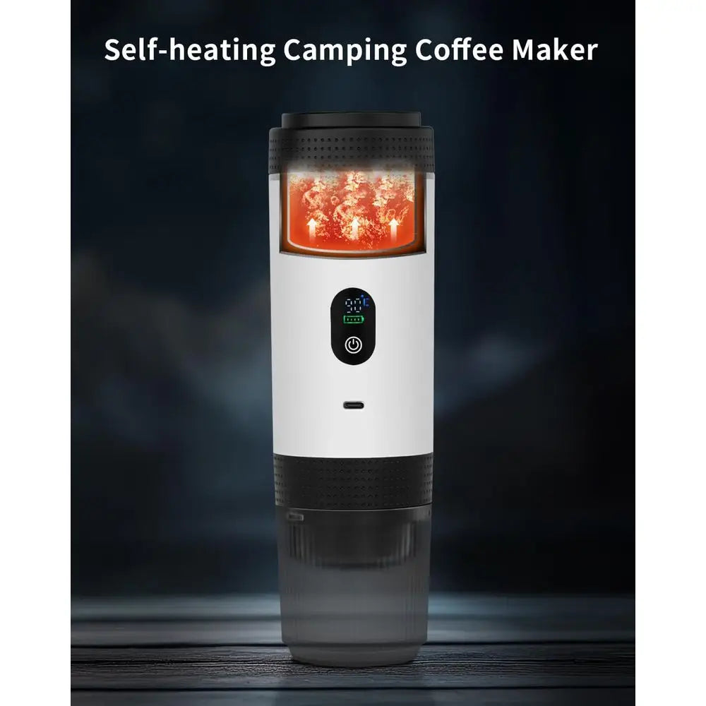 Portable Electric Espresso Machine, Travel Coffee Maker Brewer Compatible with Ground Coffee & NS Capsules (White LCD Screen)