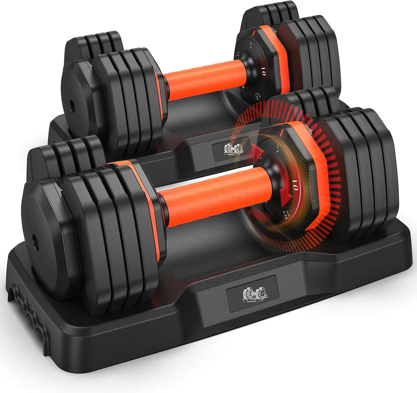 Adjustable Dumbbell Set of 2, 50lbs Total with Storage Box and Anti-slip Grip for Home Gym