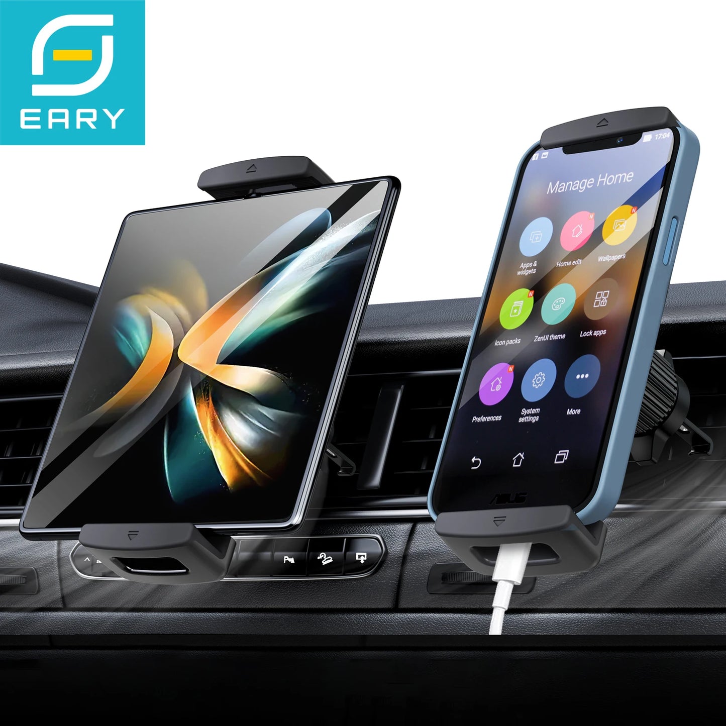 Eary for Z fold 7 6 5 Car Phone Holder Mount Air Vent Car Bracket Stand With 360°Rotate for 4.7-12.9"Devices Vehicle Accessories