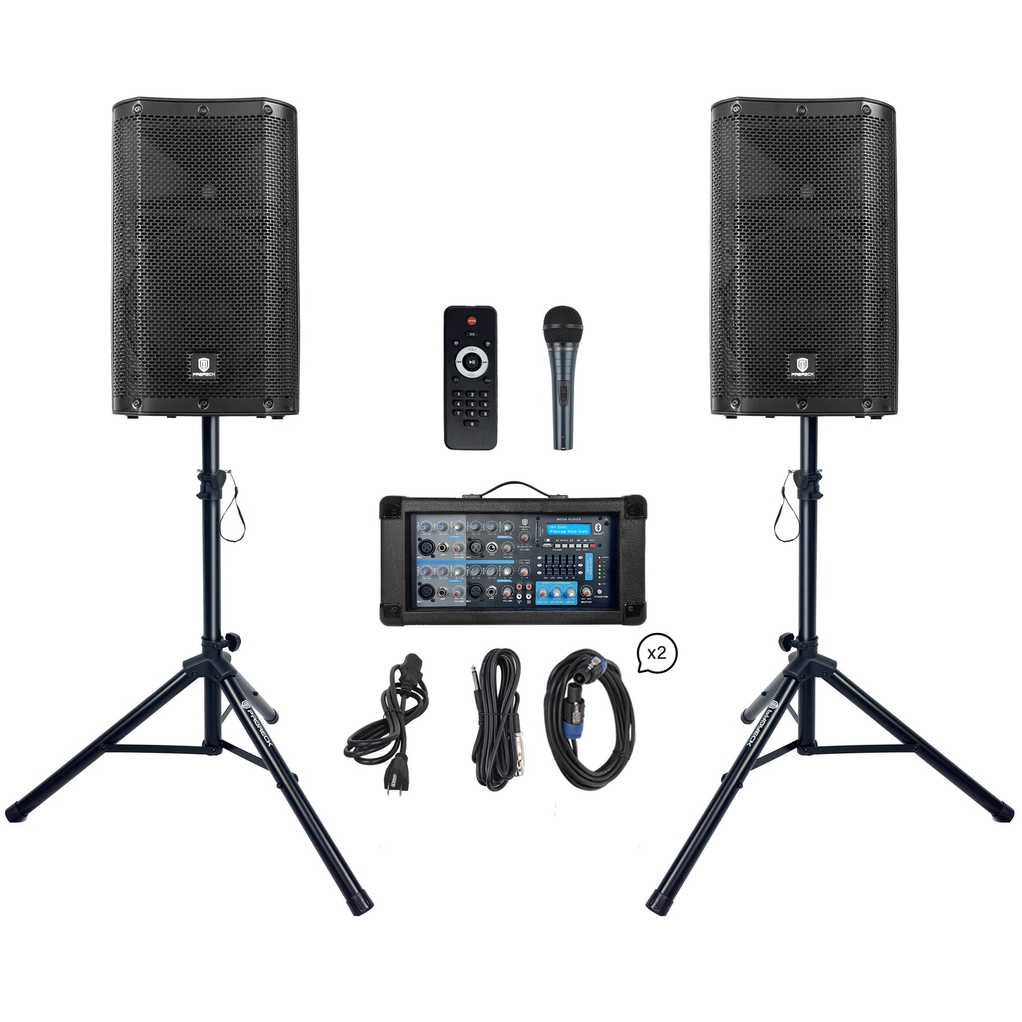 PRORECK DELTA 10 1800W Bluetooth PA Speaker System with 4-Channel Powered Mixer 10-Inch Passive for DJ Bands Karaoke Live Events