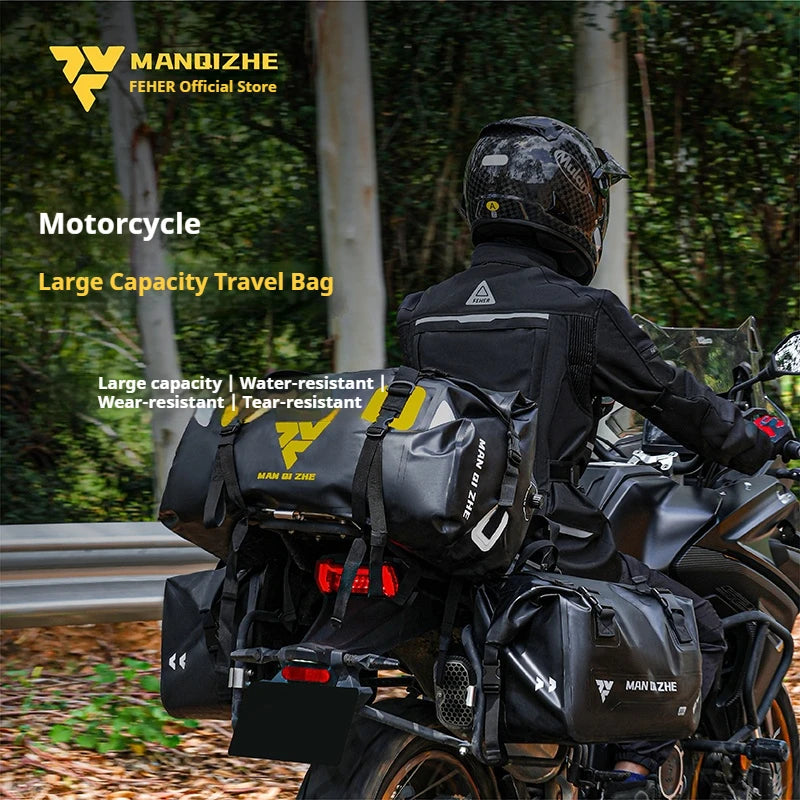 FEHER Motorcycle Tail Bag Expandable 40L & 60L Large Capacity Tear-resistant Waterproof Riding Seat Bags for Motorcycle Travel