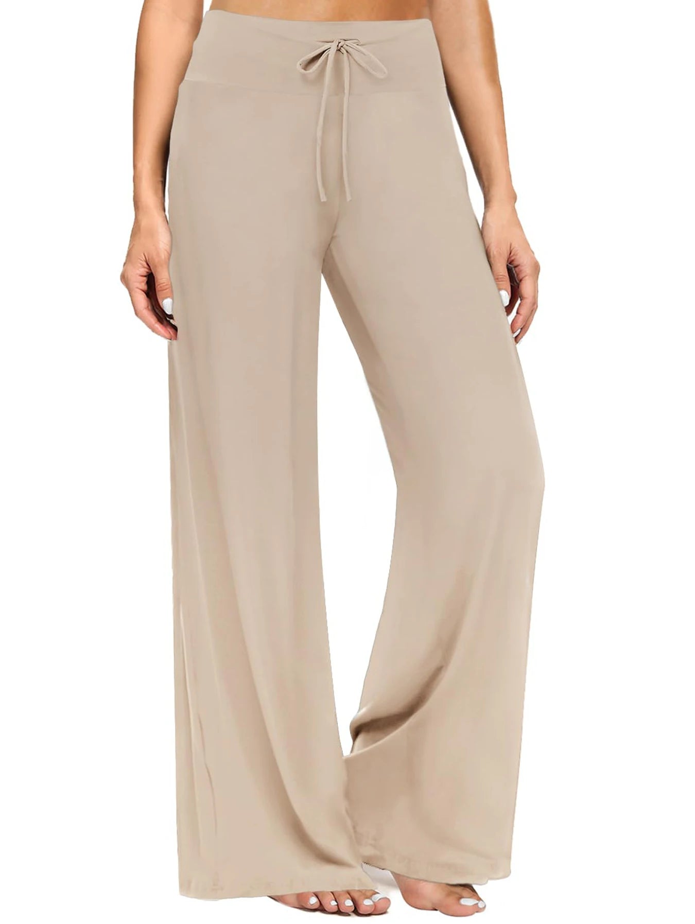 Soft Black Pajama Pants for Women, Wide Leg Comfy Casual Lounge Yoga Capri Pants 30''