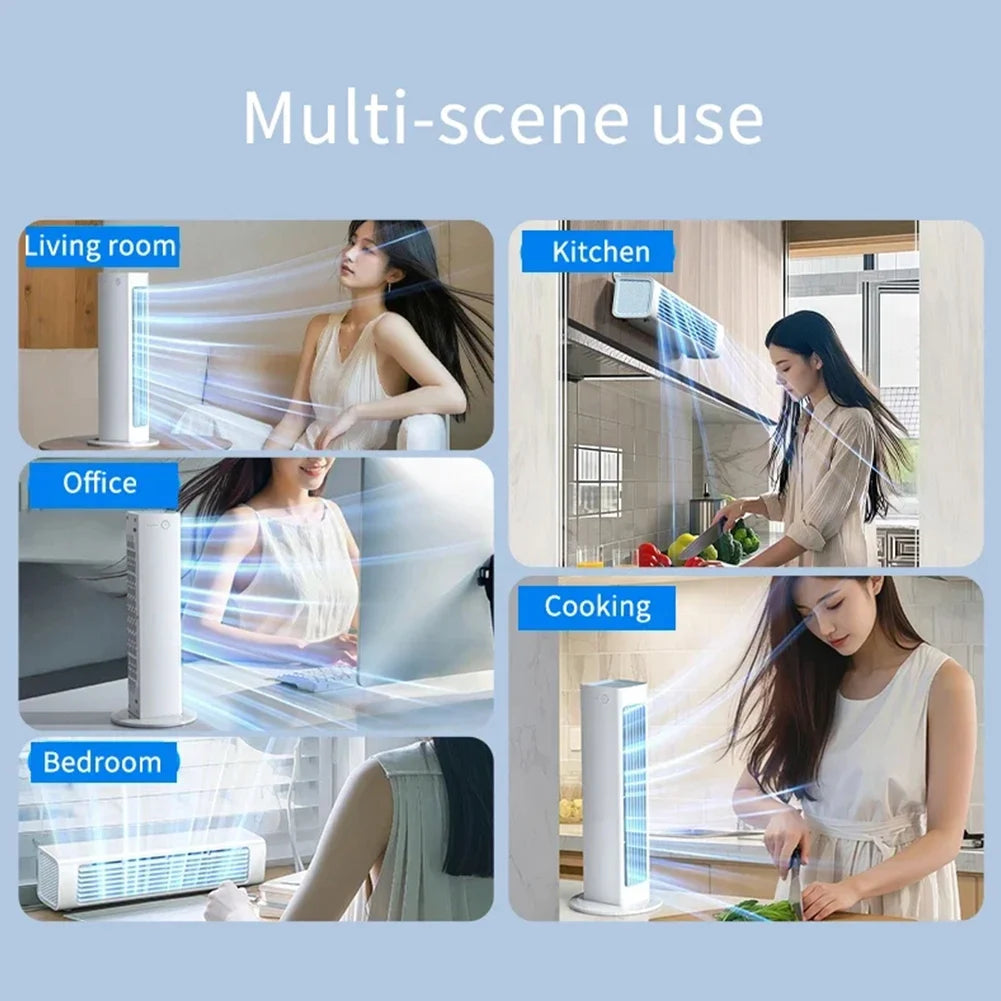 3000mAh Tower Fan Wall Mounted Leafless Fan 3 Mode Silent Air Conditioner Fan Strong Wind Electric Fan for Home Office Bedroom