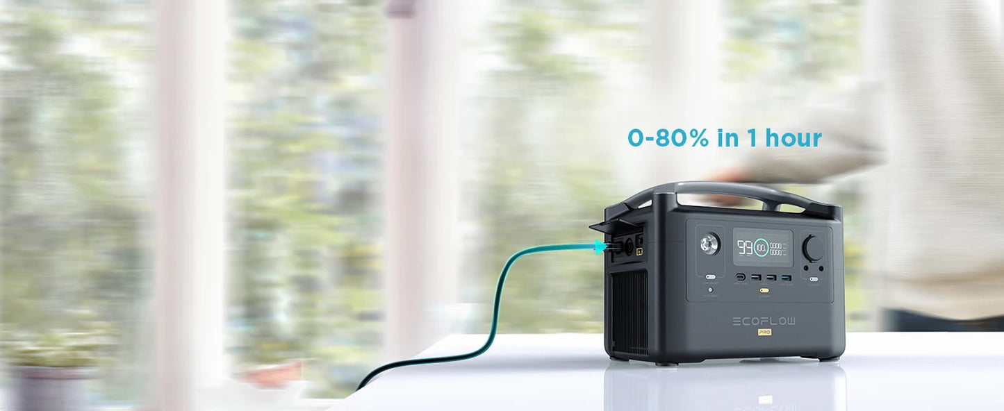 ECOFLOW RIVER Pro Portable Power Station 720Wh, Power Multiple Devices, Recharge 0-80% Within 1 Hour, for Camping, RV, Outdoors