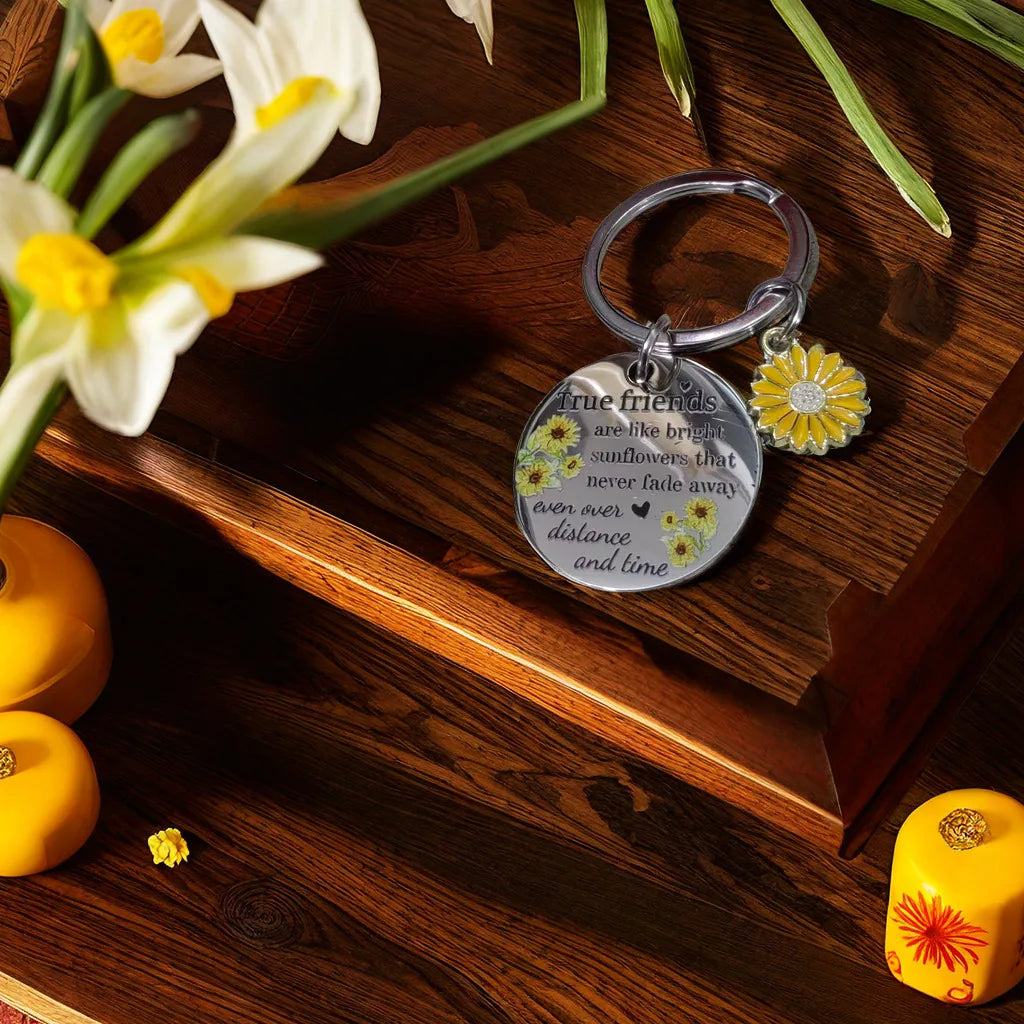 1Pc True Friends Gift Friendship Sunflower Keychain for Best Girlfriend Birthday Gift for Girlfriend Departure Gift Urn Pet urn