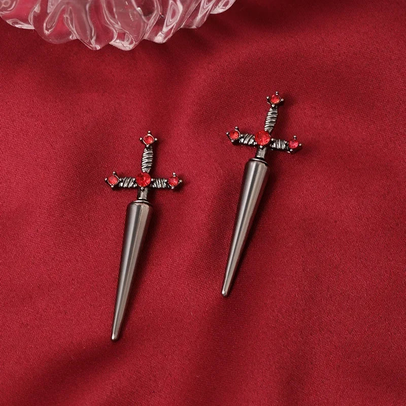 Gothic Sword Earrings Gothic Removable Sword Ear Jacket Dagger Earrings Dagger Earrings Front Back Earrings Wholesale