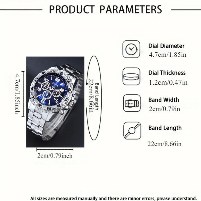 Men's Fashion & Business Casual Quartz Watches - Round Alloy Case, Three-Eye Design, Large Dial, Christmas Gifts