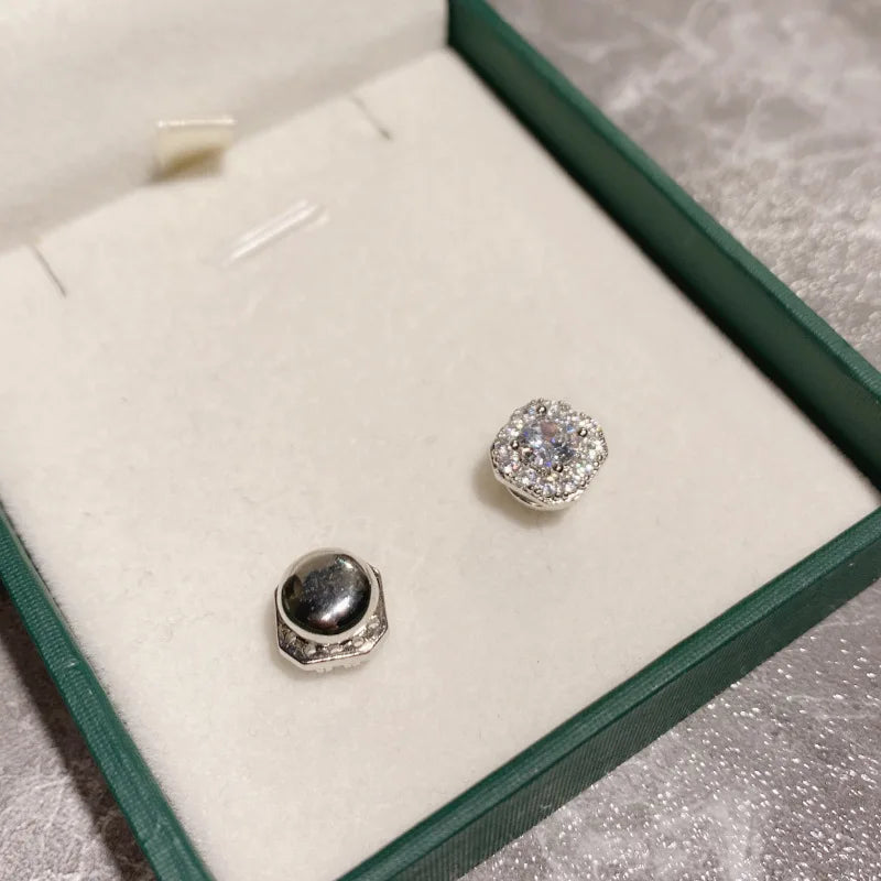 MDLFES Moissan Diamond Style Light luxury compact ear clips cold wind without ear holes magnetic earrings