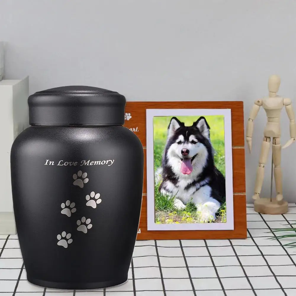 Metal Dog Urn Cat Ashes Stainless Steel Pets Urn Puppy Cremation Box Dogs Funerary Container Pets Memorial Funerary Supplies