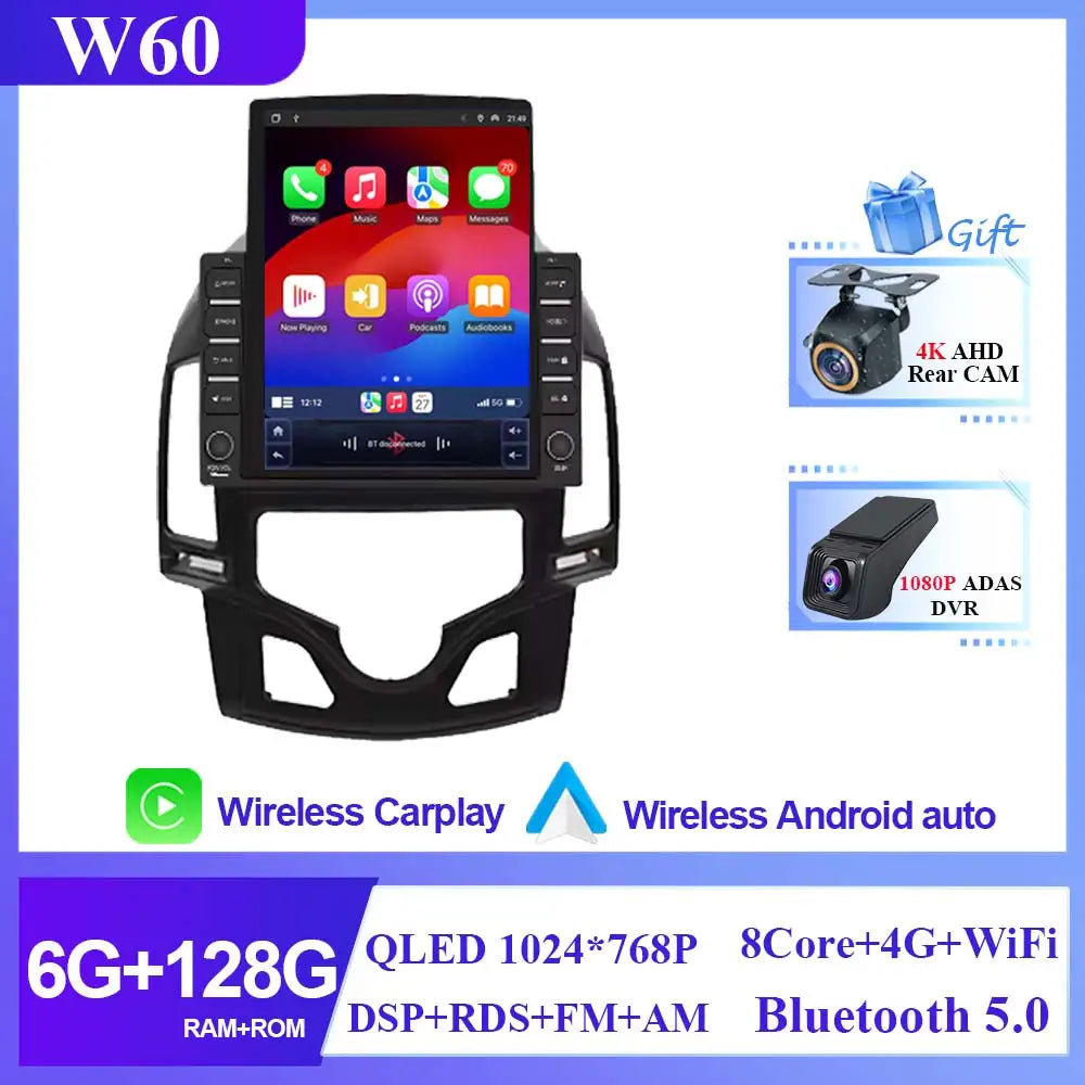 9.7 INCH Car Radio For Hyundai I30 2006 2007 2008 2009 2010 2011 Multimedia Android 14 4G WIFI No DVD Player 2 Din Carplay BT