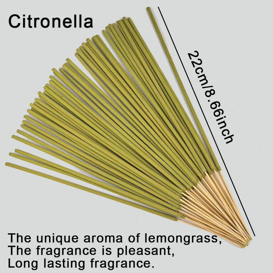 200Pcs Citronella Handmade Bamboo Stick Incense, Lemon Scent, Unique Aroma, Suitable for Home Decoration, Yoga, Reading, Office, Meditation and Leisure Relaxation Use