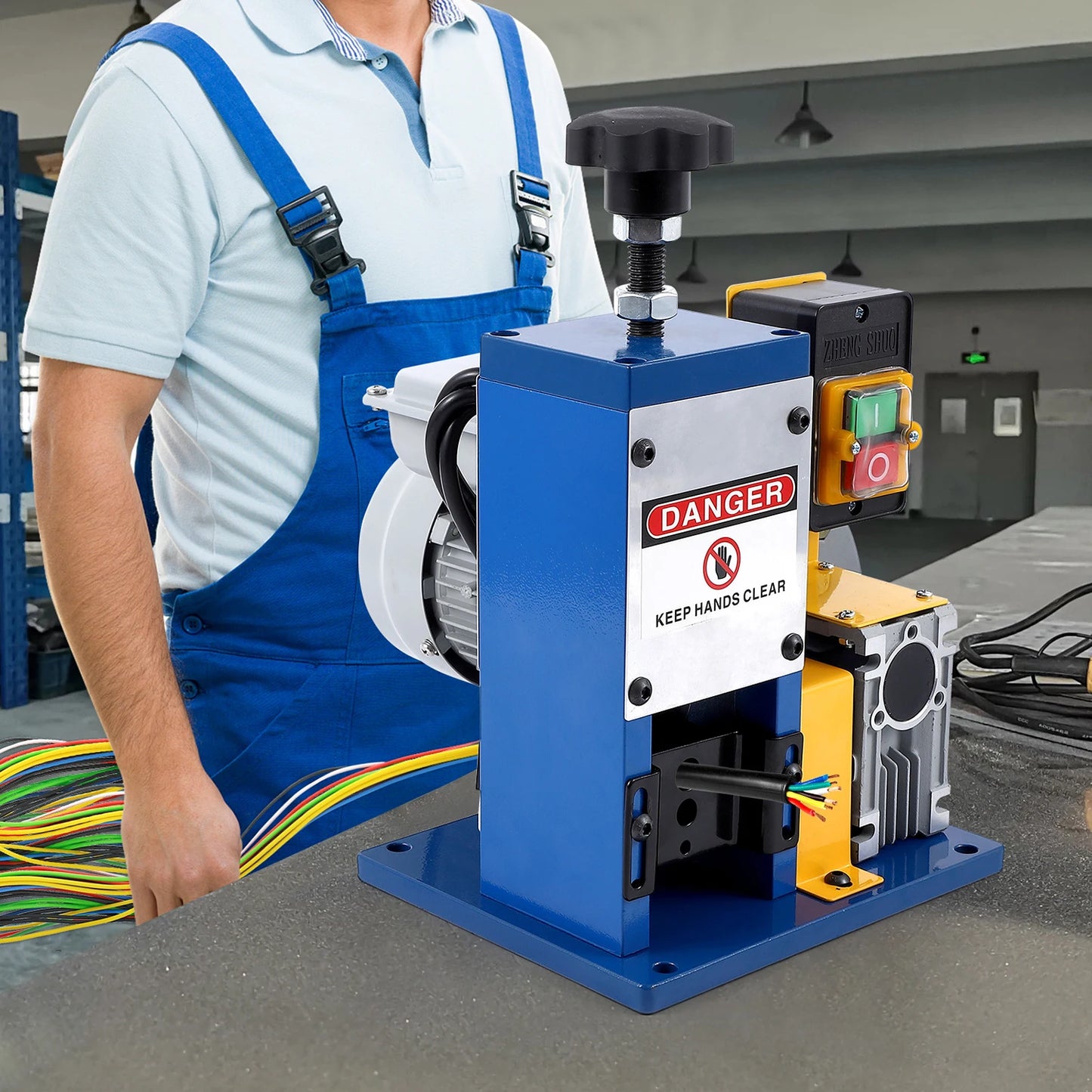 Electric Wire Stripping Machine Automatic Wire Stripper Machine Wire Stripping Tool with Emergency Stop
