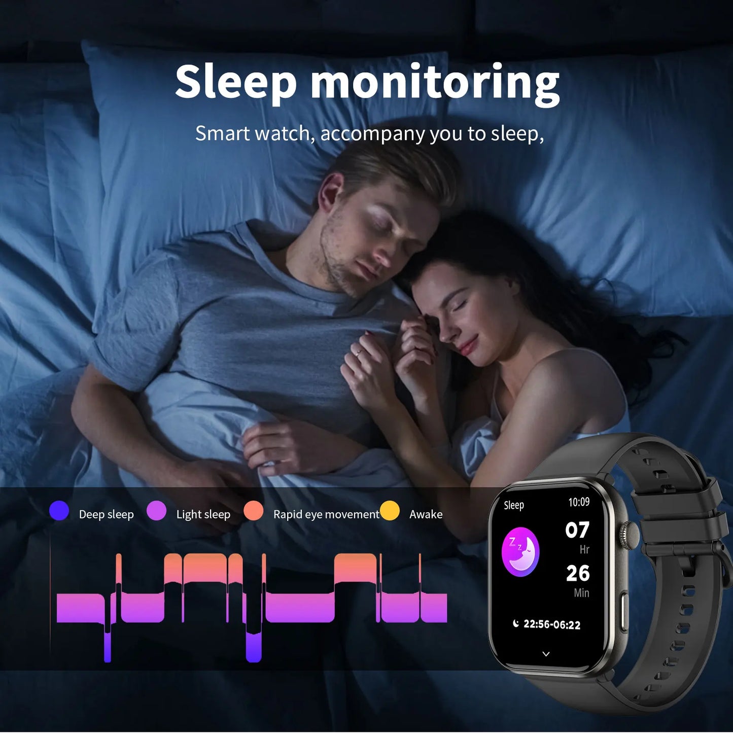 SOPZTENI R60 Smartwatch 1.96'' AMOLED HD Screen Bluetooth Call Watch for Men Women Blood Oxygen Health Monitoring Fitness Watch