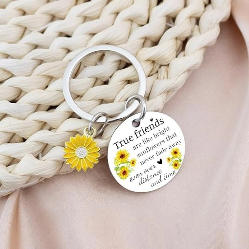 1Pc True Friends Gift Friendship Sunflower Keychain for Best Girlfriend Birthday Gift for Girlfriend Departure Gift Urn Pet urn