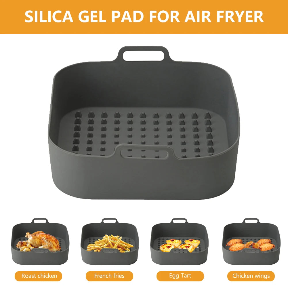 2pcs Silicone Air Fryers Basket Heat-insulation Air Fryer Tray Fried Pizza Chicken Eco-friendly Gadgets for Home Kitchen Cooking