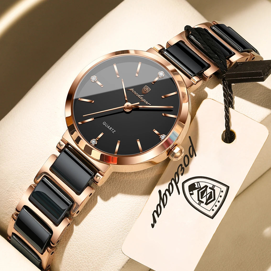 POEDAGAR Top Diamond Luxury Watch For Woman High Quality Waterproof Ladies Quartz Watch Stainless Steel Women Watches Female+Box