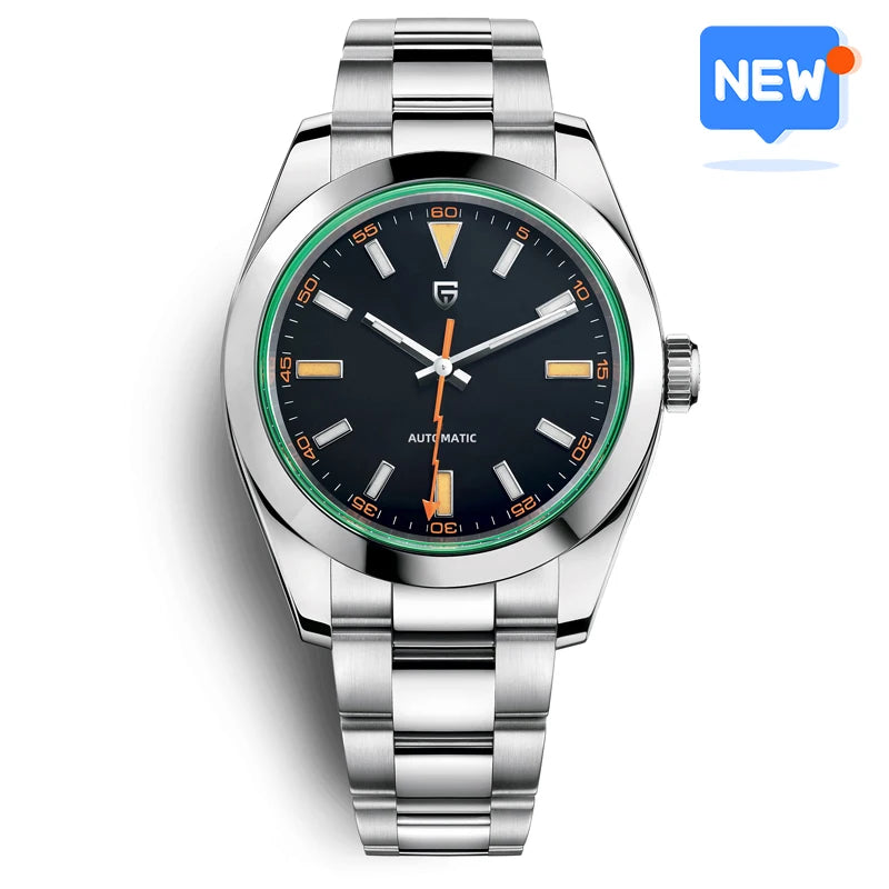 PAGANI DESIGN 2025 New Green Glass Men's Mechanical Watches Automatic Watch Men AR Sapphire crystal Stainless steel Wristwatch