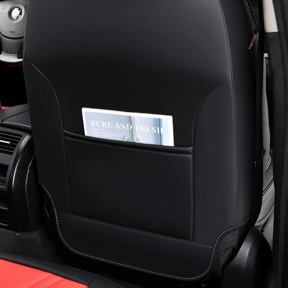 Waterproof Leather Car Seat Covers, Universal Fit for Most Vehicles, 2-Pack Black & Red