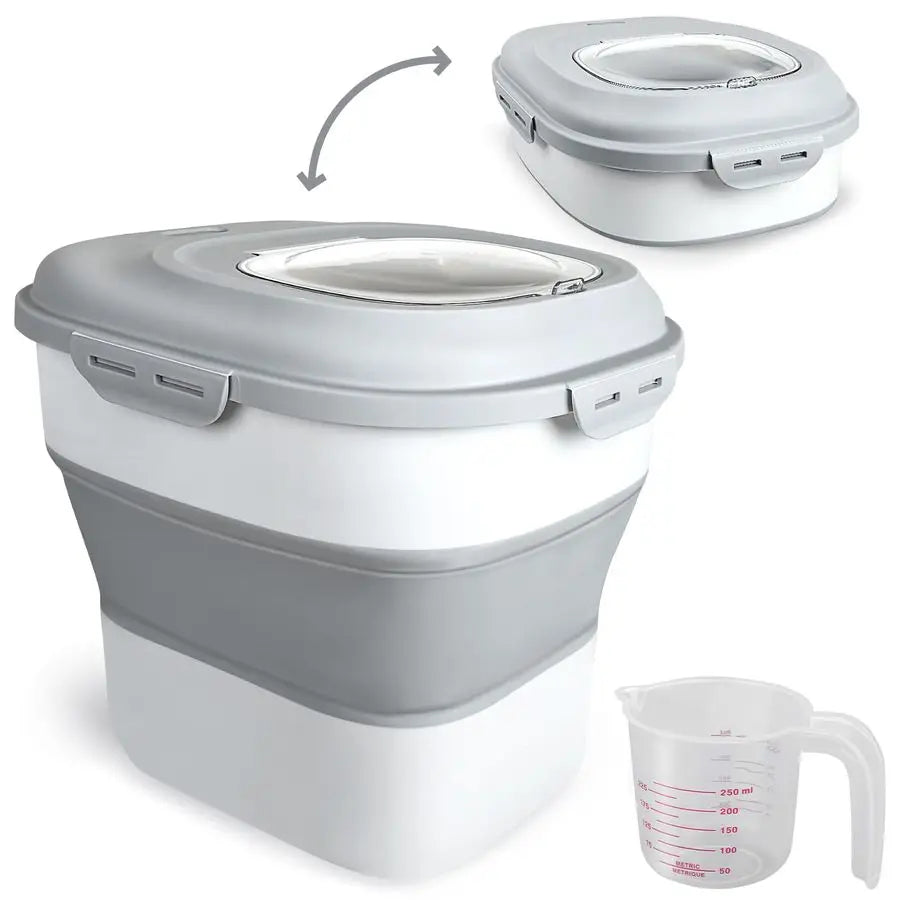 Rice Storage Containers, 20 to 50Lbs Collapsible Dry Food Dispenser Bins with Airtight Flip Lid Rolling Wheel, Kitchen Pantry to
