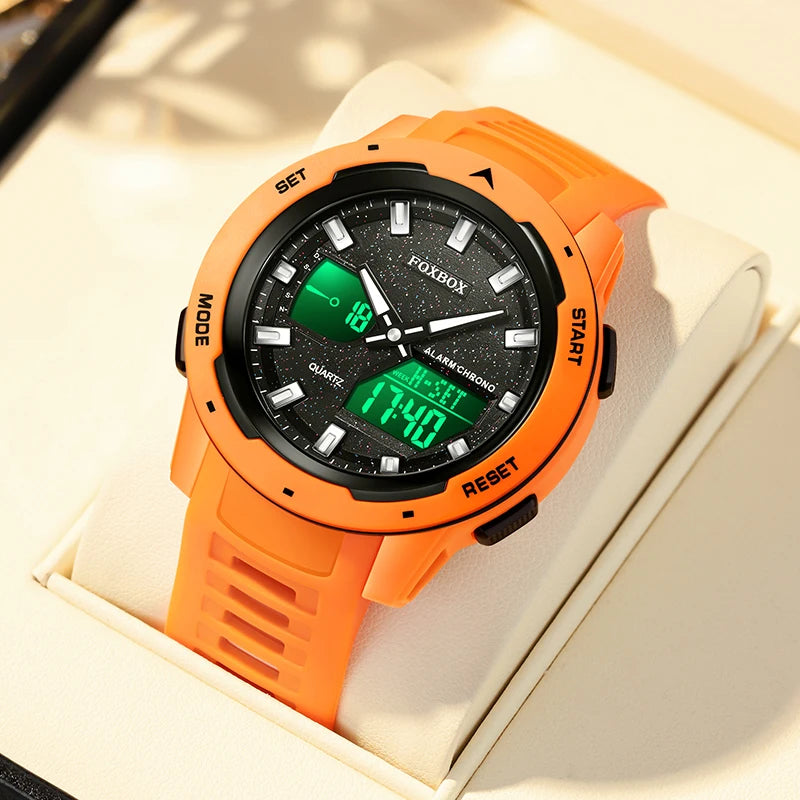 FOXBOX Fashion Electronic Watch Men LIGE Top Brand Luxury Silicone Big Dial Waterproof Sports Alarm LED Digital Men's Watches