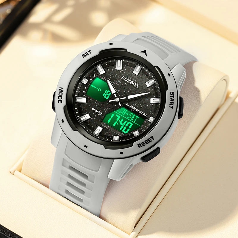 FOXBOX Fashion Electronic Watch Men LIGE Top Brand Luxury Silicone Big Dial Waterproof Sports Alarm LED Digital Men's Watches