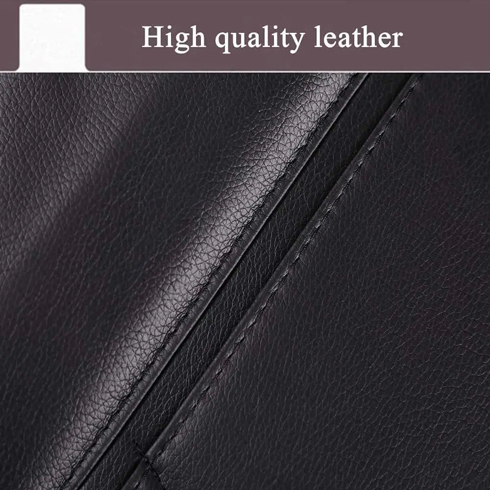 2 Pack Premium PU Leather Car Seat Back Organizer with Cup Holder and Kick Mats, Universal Fit for Travel Accessories