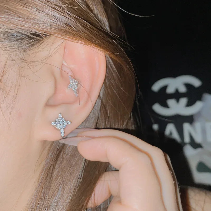 MDLFES Moissan Diamond Style Light luxury compact ear clips cold wind without ear holes magnetic earrings