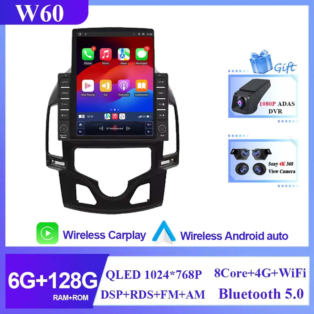 9.7 INCH Car Radio For Hyundai I30 2006 2007 2008 2009 2010 2011 Multimedia Android 14 4G WIFI No DVD Player 2 Din Carplay BT