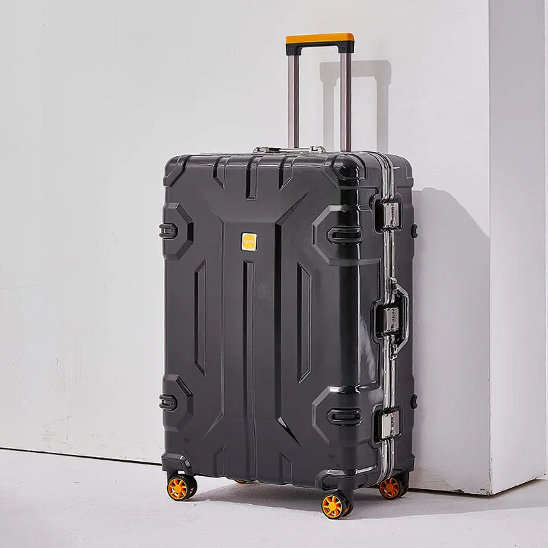 Large Capacity Aluminum Frame Luggage Bag with Wheels Durable Wear-Resistant Rolling Suitcase 20-28 Inch Travel Bag Suitcase