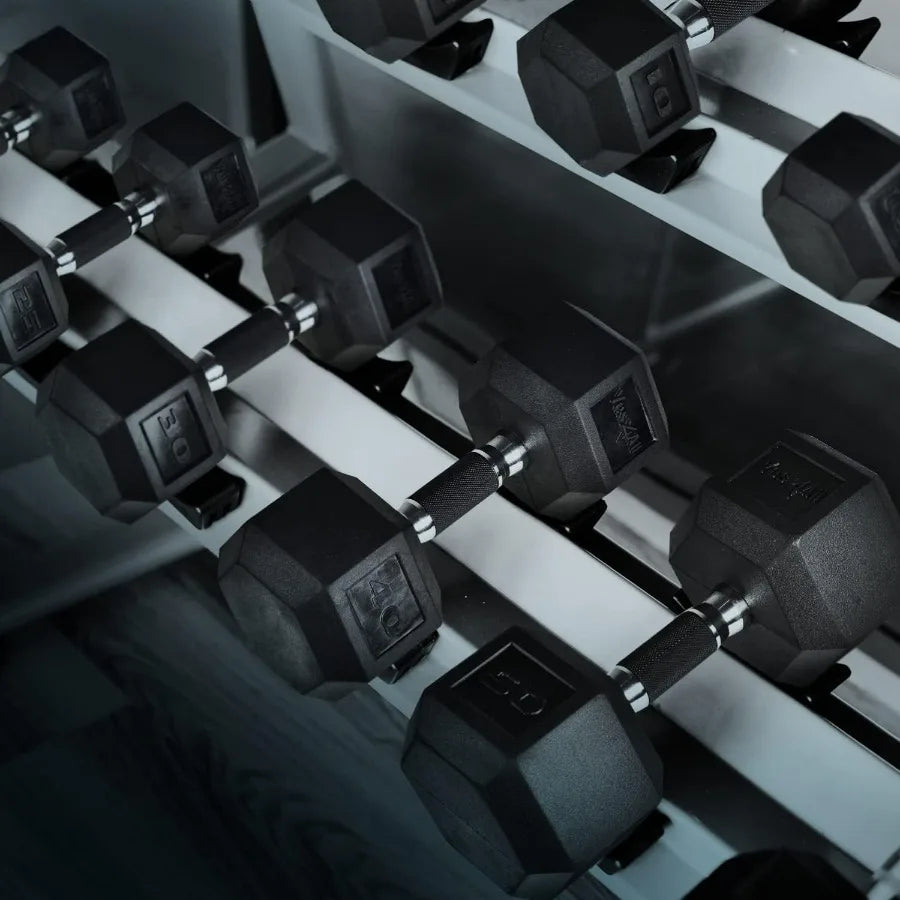 Rubber Grip Encased Hex Dumbbell – Hand Weights With Anti-Slip 40 LBS Single