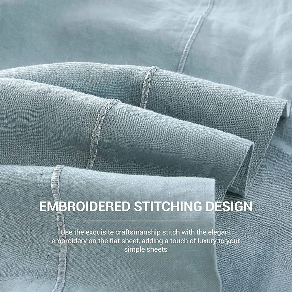 Simple&Opulence 1pc 100% Linen King Queen Size Flat Sheet Bedsheets Bedspread on the bed Linens Home Textile (No Pillowcase)