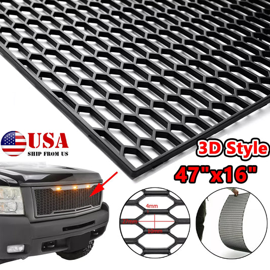 Universal Car Racing Honeycomb Mesh Black Plastic Car Bumper Grill Spoiler Bumper Vent Car Bumper Grill 47''x16''