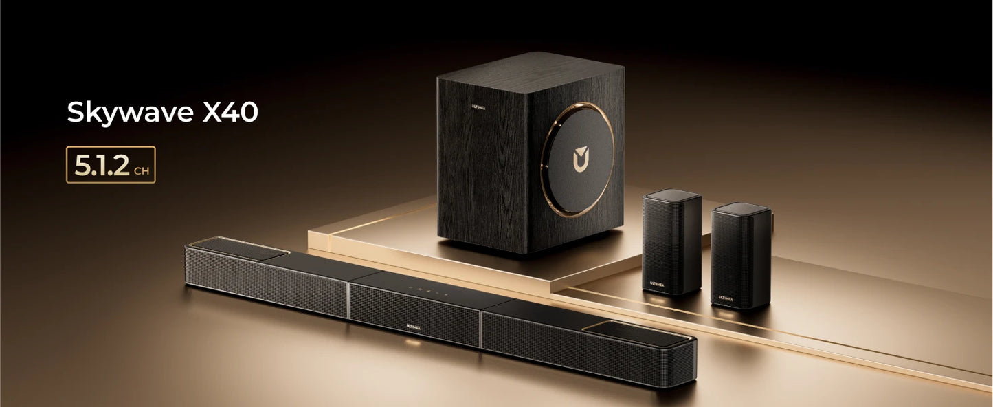 ULTIMEA Skywave X40 5.1.2ch Wireless Surround Sound System for Smart TV with Dolby Atmos, 530W Soundbar with Wireless Subwoofer