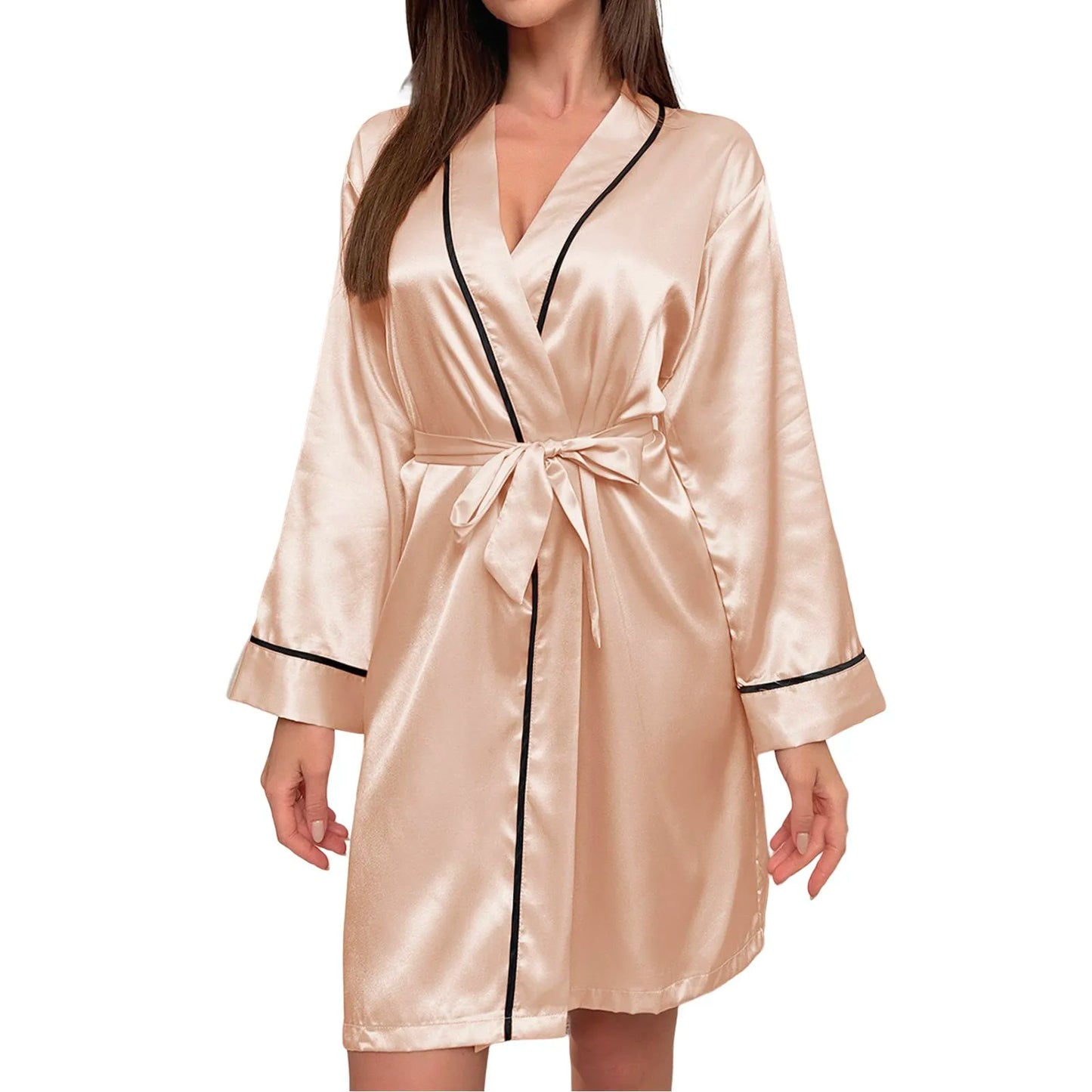 New Home Clothed Robe Women's Imitation Silk Pajamas Simple Kimono Comfortable Cute Robes For Women Loose Fit Bridesmaid Robes