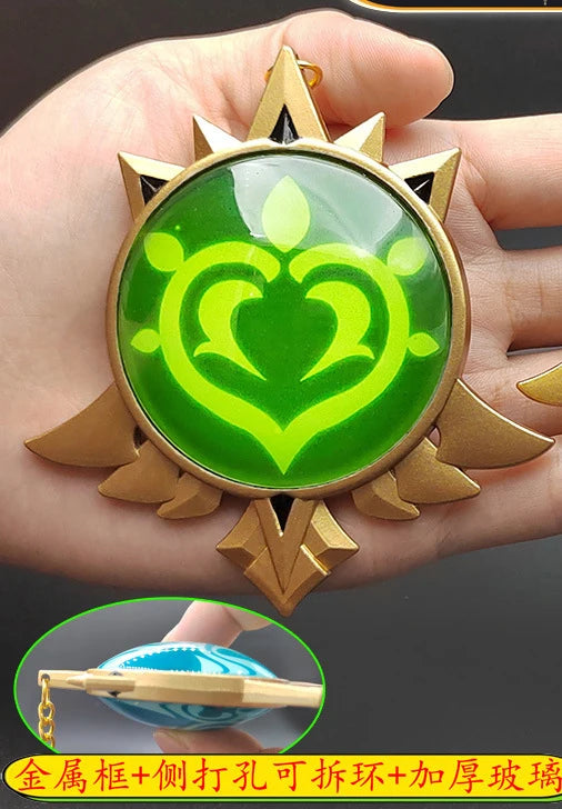 7-9cm Game Impact Vision Lnazuma Wendi Xiao Key Cosplay Chain Luminous 7 Element Weapons Eye Of Original God Toy KeyRing Pet urn
