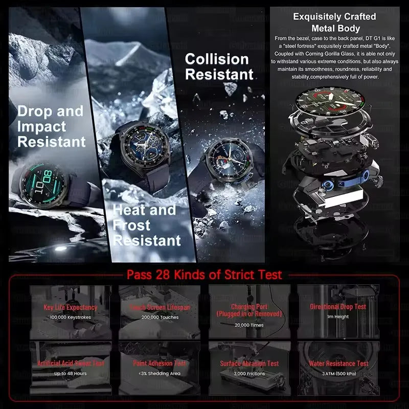 New Men Outdoor GPS Map AMOLED Smart Watch 1000mAh Ultra Large Battery 10ATM Waterproof Bluetooth Call Sports Fitness Smartwatch