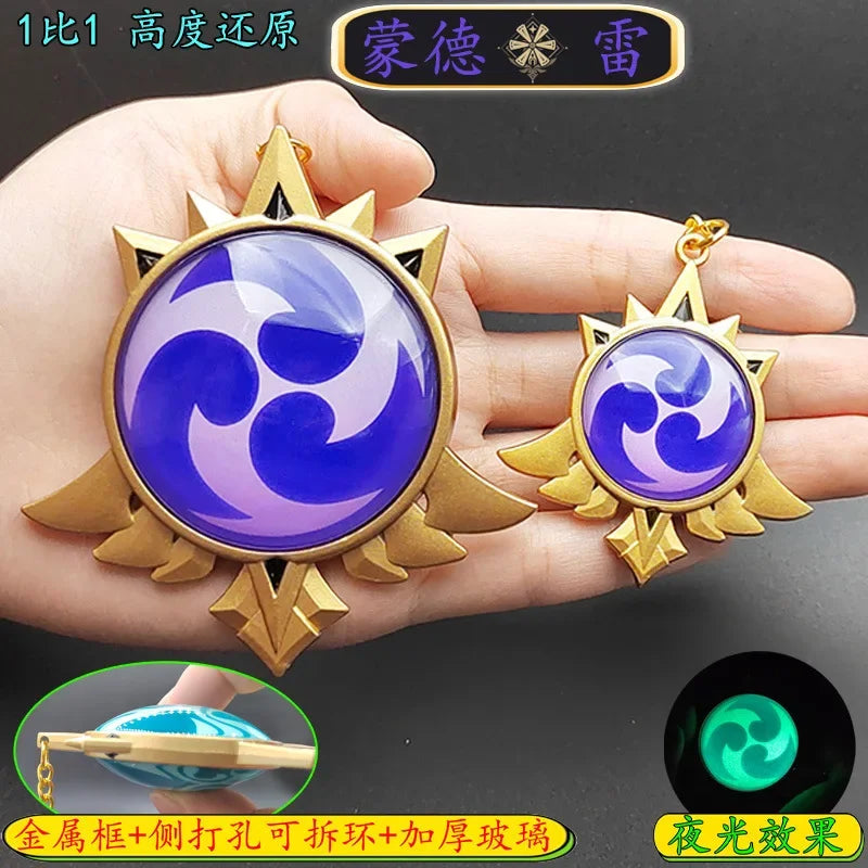 7-9cm Game Impact Vision Lnazuma Wendi Xiao Key Cosplay Chain Luminous 7 Element Weapons Eye Of Original God Toy KeyRing Pet urn