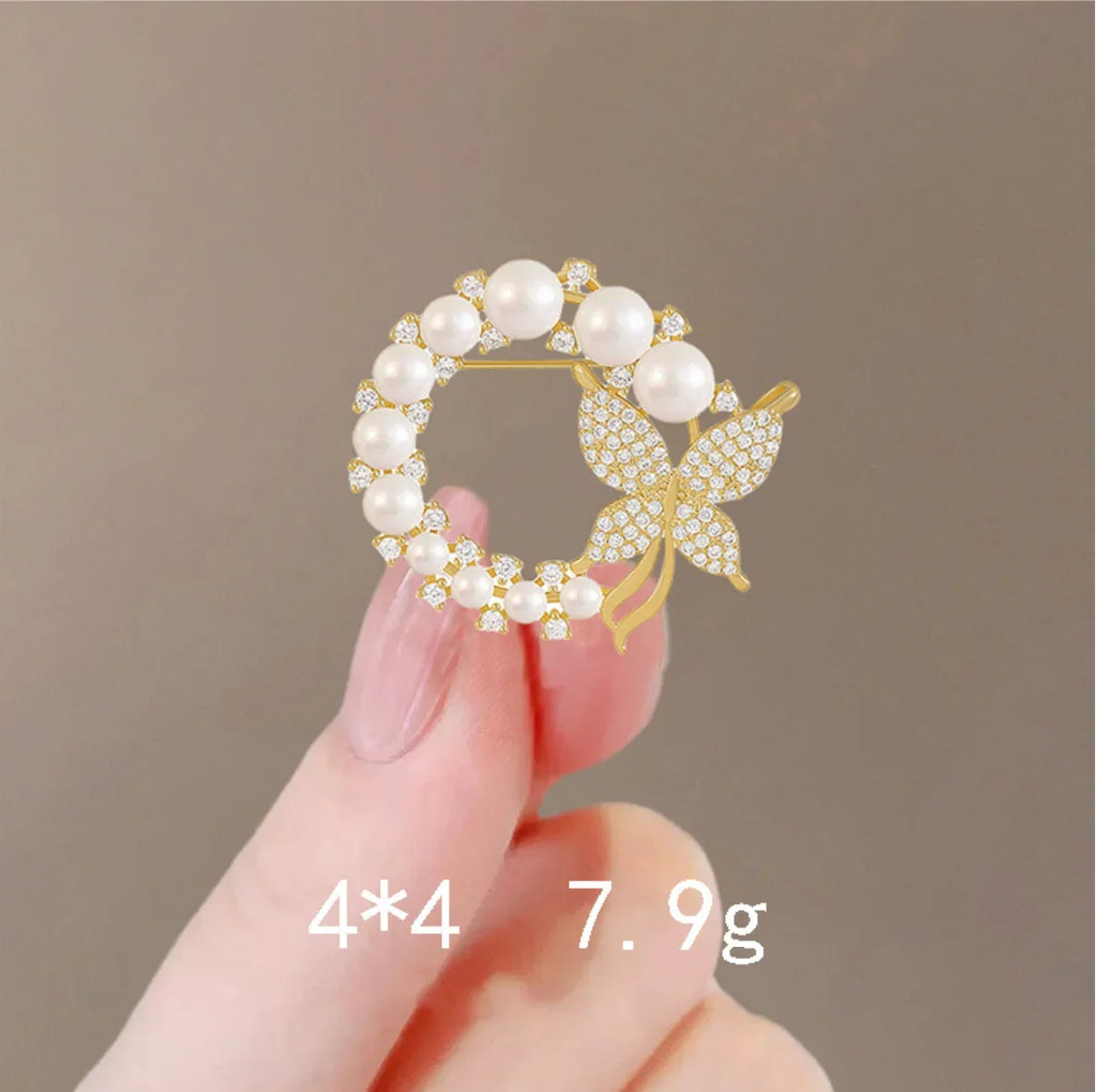 Fashion Pearl butterfly Rhinestone Brooches For Women Elegant Metal Fixed Clothing Pins Daily High-end Jewelry wholesale