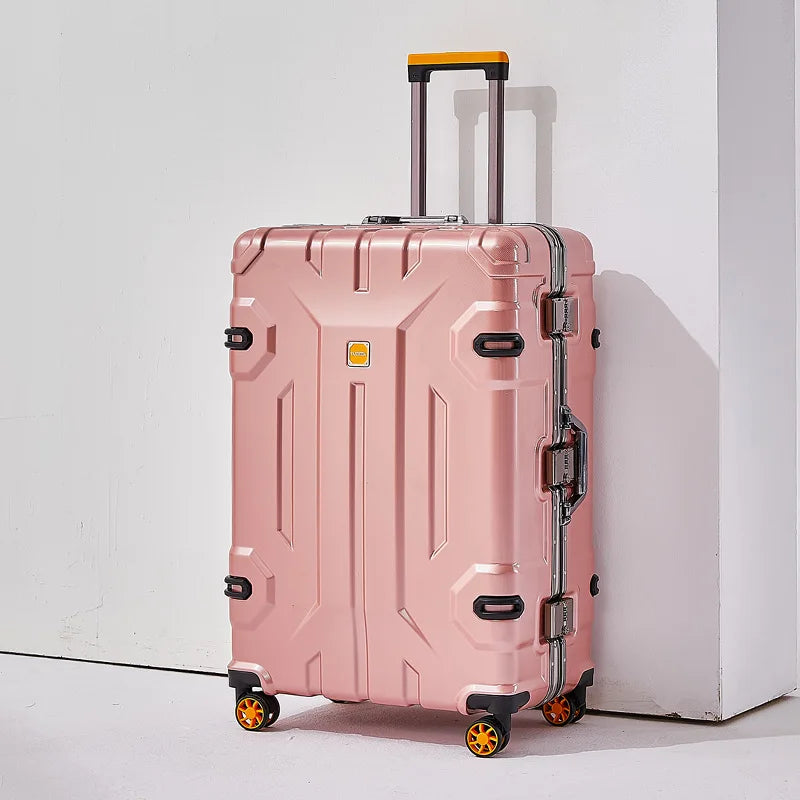 Large Capacity Aluminum Frame Luggage Bag with Wheels Durable Wear-Resistant Rolling Suitcase 20-28 Inch Travel Bag Suitcase