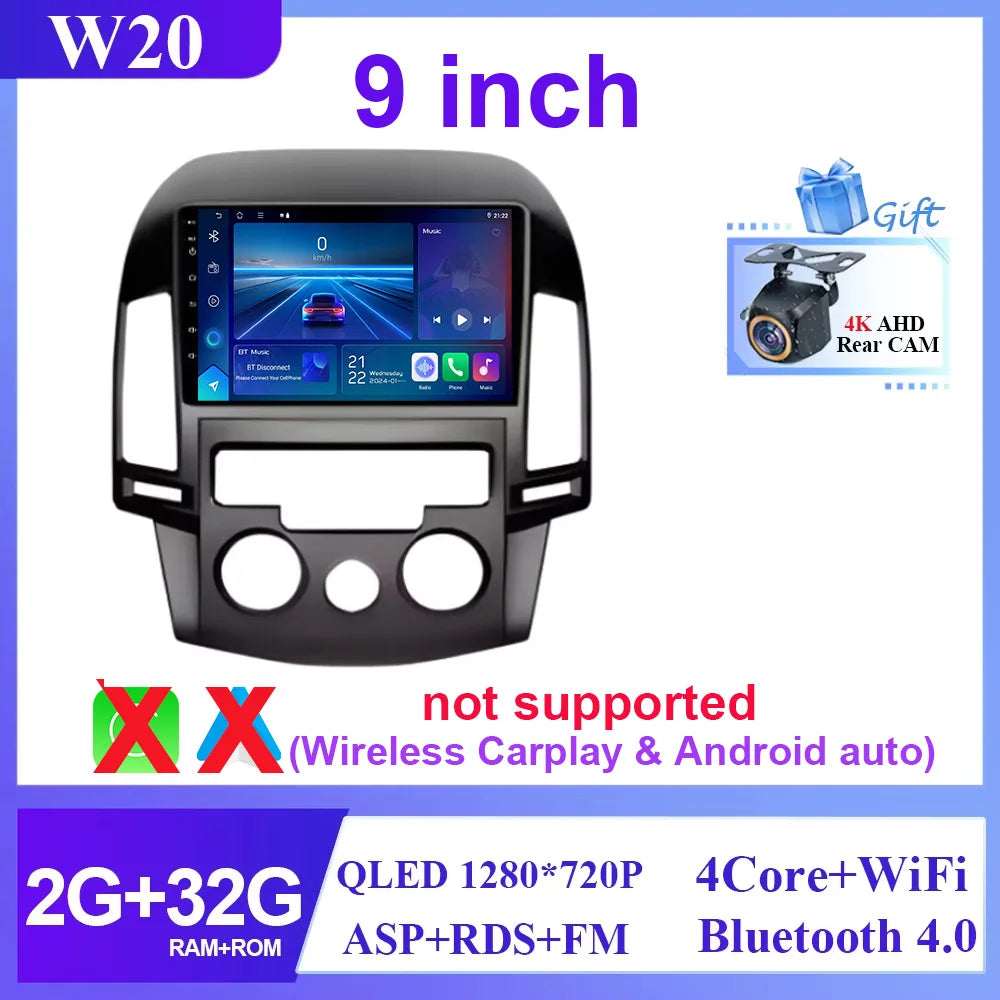 9.7 INCH Car Radio For Hyundai I30 2006 2007 2008 2009 2010 2011 Multimedia Android 14 4G WIFI No DVD Player 2 Din Carplay BT