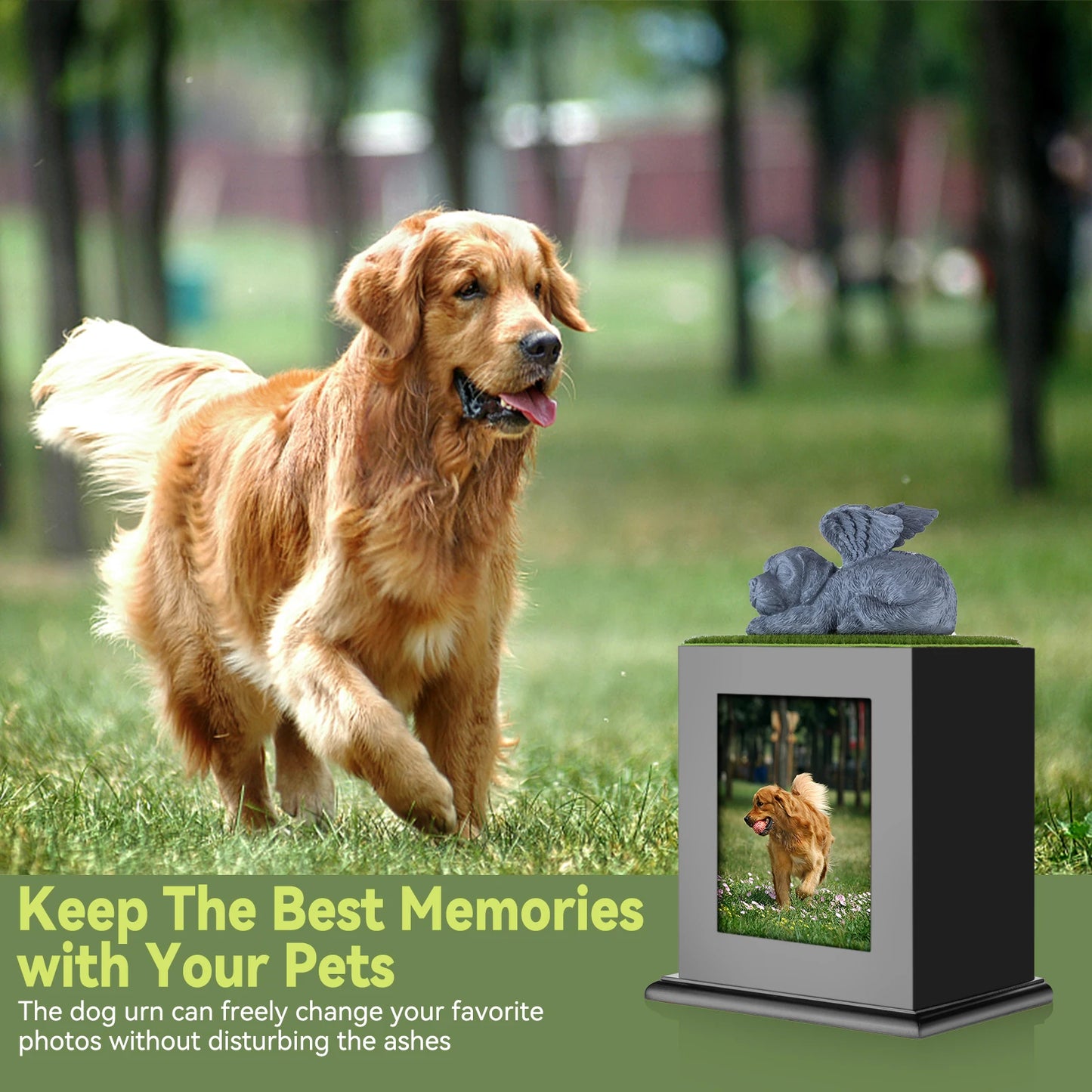 Hot Sale Pet Cremation Urns pet urns for Large Dogs Ashes Urn , Pet Ashes Photo Box, Wood Keepsake Memorial Urn