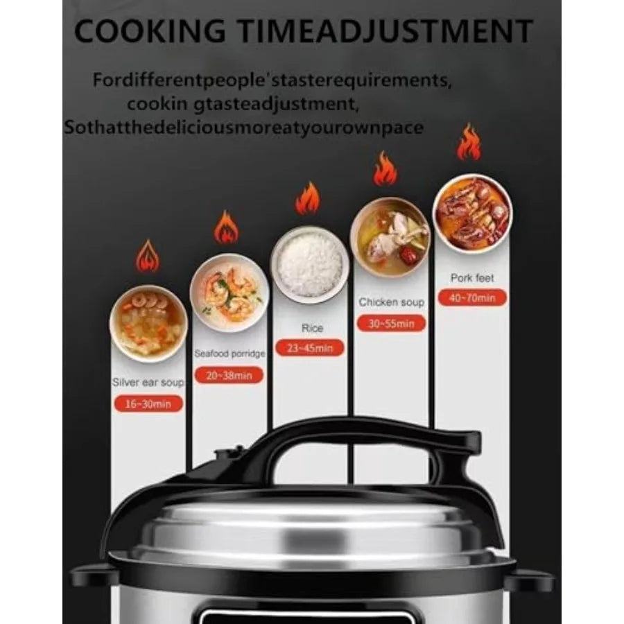 10 In 1 Electric Pressure Cooker 5 Quart Stainless Steel Multi-Function Electric Cooker with 24-Hour Reservation Black Ideal fo